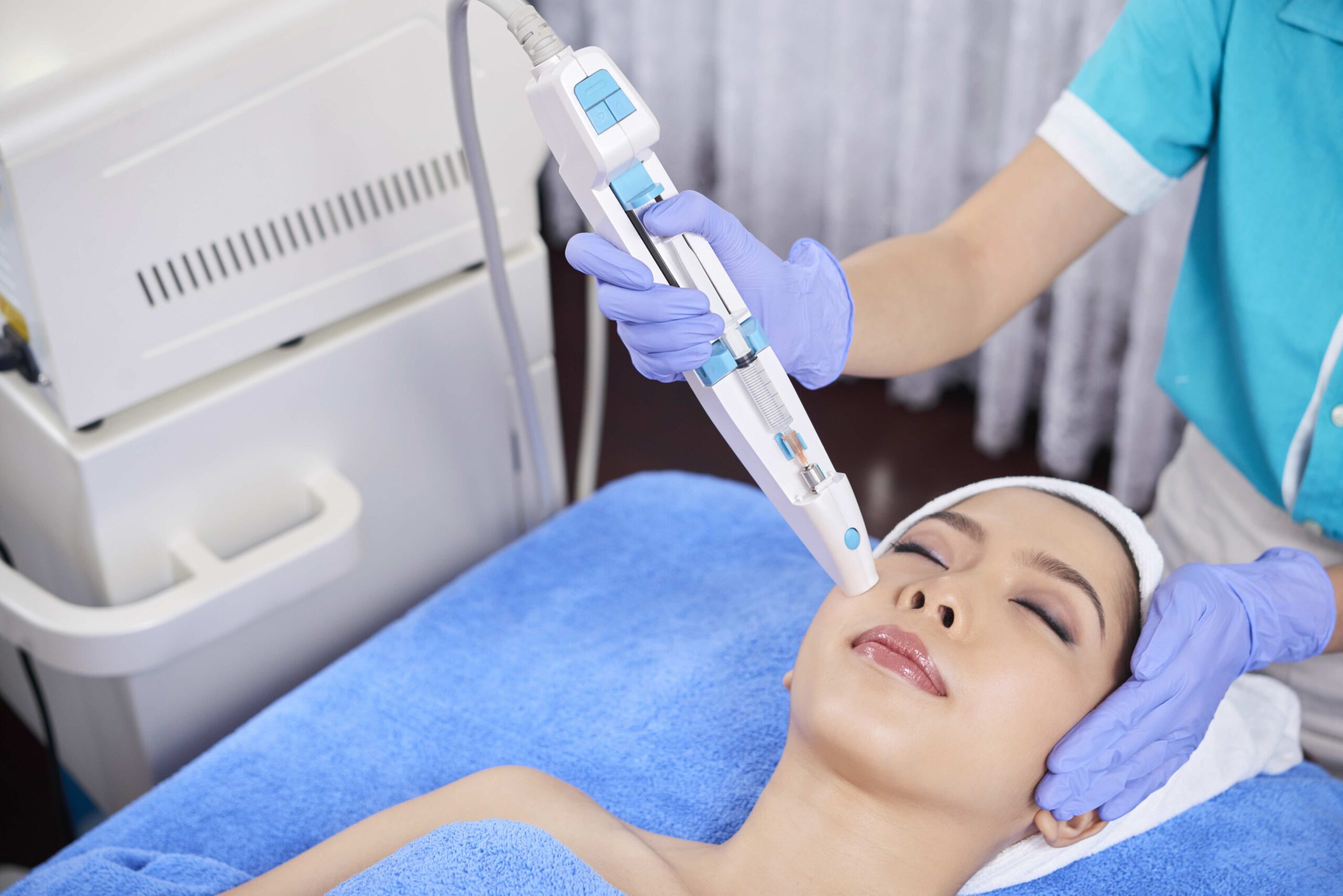 Woman receiving skin rejuvenation treatment at Wink Aesthetic Clinic St Kilda